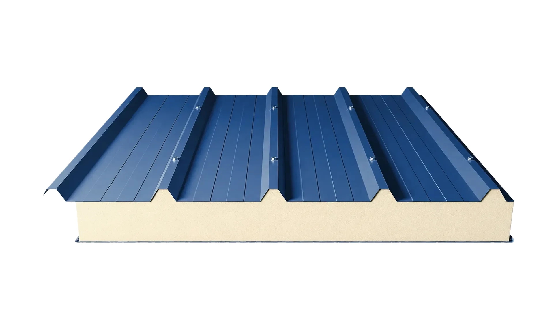 Кровельная сэндвич-панель PUR (пенополиуретан) 80 мм цвет RAL (полиэстер) верх 0,45 мм / низ 0,7 мм (ширина 1000 мм)